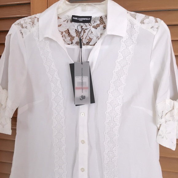 Karl Lagerfeld Paris lace blouse shirt NWT - Picture 3 of 3
